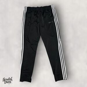 Adidas Jogger Pants Men Size Large Black White Stripes Sportswear Activewear M08
